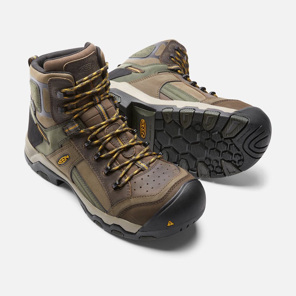 Botte de Travail Keen Homme Marron | Davenport Al Waterproof Mid (Composite Toe) | XREGI-8356